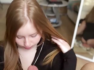 Young blonde girlfriend gets cum makeup