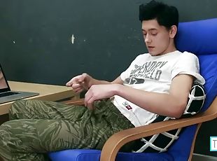 asiatique, masturbation, ejaculation-sur-le-corps, ados, gay, branlette, doigtage, ejaculation, bout-a-bout, solo