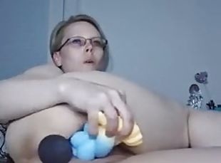 NaughtyAleena keeps a plug in her ass while fucking her pussy hard with a Unicorn dildo