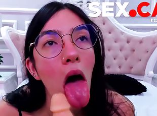 lunettes, chatte-pussy, amateur, jouet, webcam, gode, solo, réalité, ringard