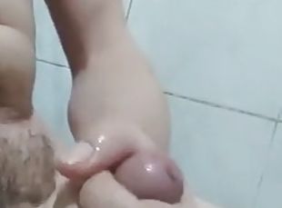 Restroom jerk and cum