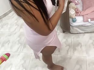 latina, mãe, bbw, rabo, sexo-vestido