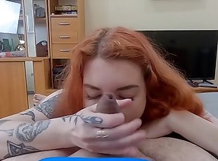 Busty pale redhead girlfriend is ready for some dick