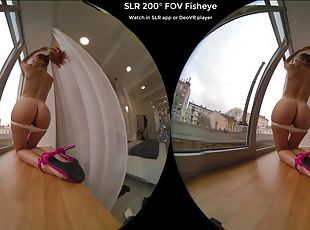 Soft Solo POV VR striptease in high heels by the window - Amateur Solo in Lingerie