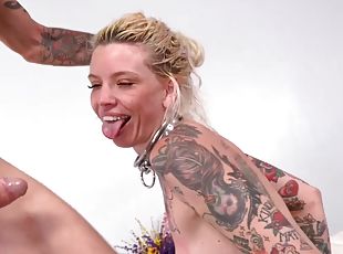 Pounding DP And ATM For Busty Sexy Tattoed Blonde