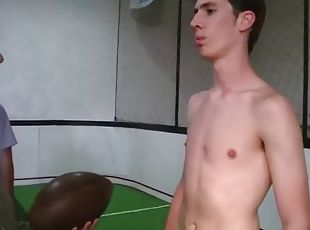 Sportive str8 fucked in locker room for fraternity entrance