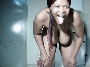 Busty, Saggy African MILF Dances to Lapti Nek and Pump Up The Jam