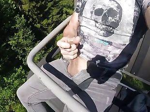 I jerk my hot cock from soft to hard in a moving chairlift. Outdoor public fun in the Bavarian Alps