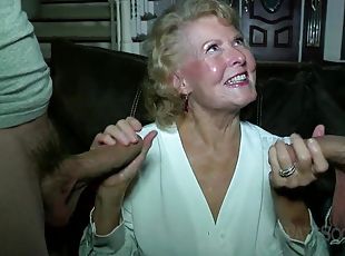 Old Ugly Granny Gets 2 Dicks - amateur handjob and oral sex