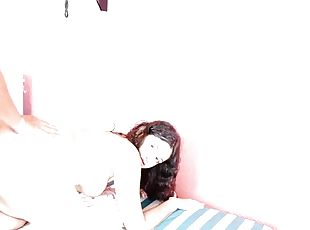 doggy, dilettant, blasen, junge, schwer, latina, freundin, hintern, freund