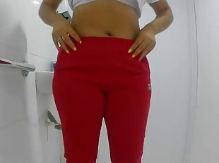 banhos, escritório, amador, webcam, rabo, chuveiro