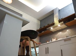 POINT-OF-VIEW video of my steamy stepsis making dinner for two naked