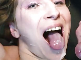 German amateur gangbang milf in a cum fight