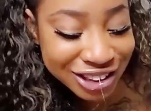 Cute Ebony Escort Sucking White Cock