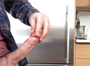 Cumshot in the kitchen before dinner makes the boy hornier