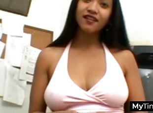 Gorgeous teen masturbates before attending to his small dick