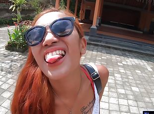 asian, cermin-mata, di-luar, tegar, pasangan, pov, thai, awek-perempuan, punggung-butt