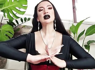 Black Lipstick White Long Nails Goddess JOI