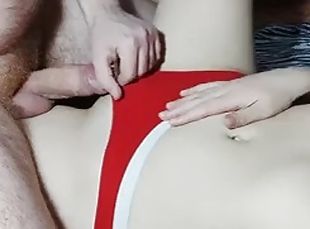 Red Panties Are a Good Color to Cum on