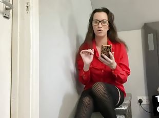 Small cock losers mocked by CFNM babe with glasses