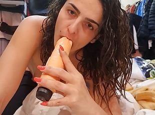 Naughty home alone play with my cute dildo