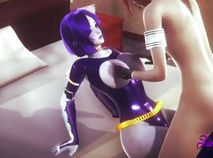 3d hentai - raven boobjob and fingering - japanese manga anime porn