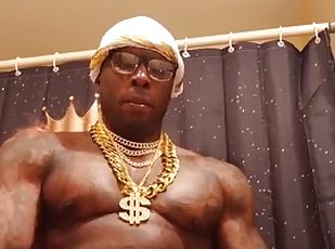 poilue, masturbation, amateur, ejaculation-sur-le-corps, ébène, gay, black, solo, musclé, tatouage