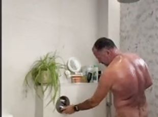 Daddy shower time. Empting my balls for my boys. Cum shot and a great wank