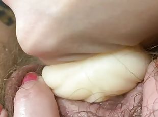 clito, poilue, énorme, masturbation, orgasme, amateur, jouet, point-de-vue, vagin, fétiche