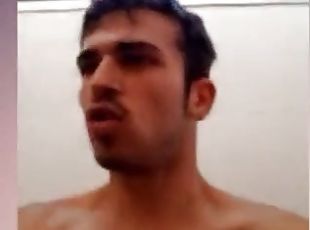 Exhibitionist guy in shower gym