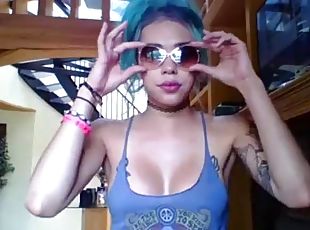 masturbación, al-aire-libre, transexual, webcam, a-solas