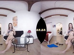Virtualpee - Busty babe soaks herself in golden piss