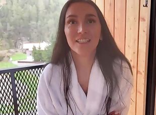 Brunette Stepmom Stuck On The Balcony, Saved And Romped By by Her Saviour - Super Hot XXX POV homemade hardcore