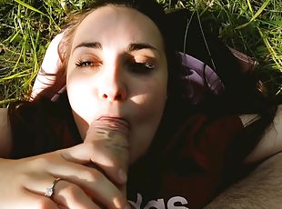 en-plein-air, public, amateur, ejaculation-sur-le-corps, énorme-bite, ados, couple, point-de-vue, pute, brunette