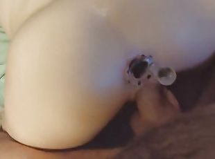 fitta-pussy, amatör, anal, leksak, par, dubbel, pov, blond, vått, penetrering