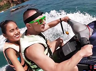 Jetski blowjob in public with Asian teen