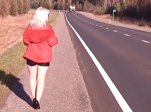 cul, gros-nichons, en-plein-air, milf, bas, blonde, fétiche, latex, talons-hauts, cuir