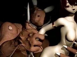 asiático, monstruo, coño-pussy, pelirroja, follando-fucking, 3d, afeitada