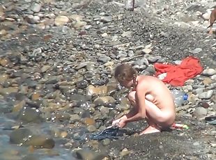 groß-titten, nudist, im-freien, mamma, kam, strand, voyeur, große-brüste, saggytits