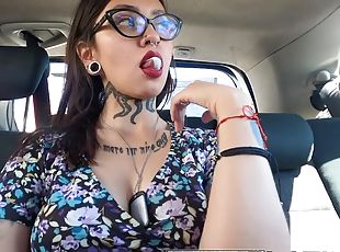 en-plein-air, fellation, latina, casting, voiture, fille, mexicain