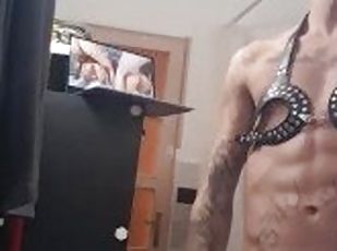 masturbation, amateur, ejaculation-sur-le-corps, gay, branlette, solo, tatouage