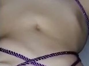 Tied up cumslut takes dick