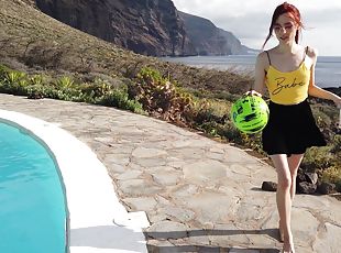 Masturbation video made by the pool with redhead hottie Sherice