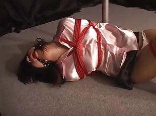 asiatisk, leke, japansk, bdsm, undertøy, fetisj, alene, bondage, brunette