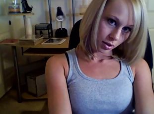 amateur, adolescente, rubia, webcam, a-solas, sujetador, lengua