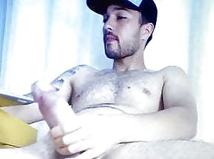 masturbação, pénis-grande, gay, webcam, musculado, pénis