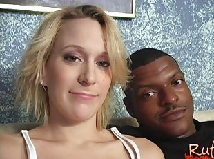 Pregnant interracial fuck with a big facial in her eye