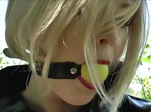 orgasme, public, jouet, allemand, bdsm, blonde, fétiche, solo, bondage