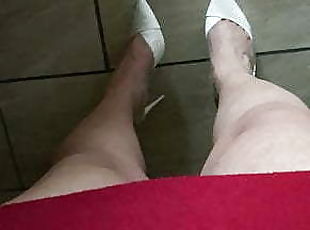 Showing off walk and legs in heels crossdressing adventures