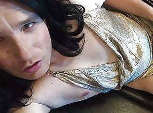 clito, masturbation, transsexuelle, amateur, salope, bas, point-de-vue, solo, petits-seins